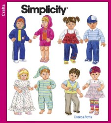 3517 SIMPLICITY 15'' TWIN DOLLS SLEEPER, CAP, TOPS, BOTTOMS, JACKET, HAT PATTERN